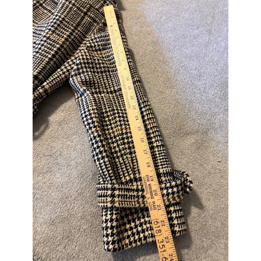 Vintage Pendleton Wool Trench Coat Houndstooth Glen Plaid Double Breasted Belted - Picture 15 of 16